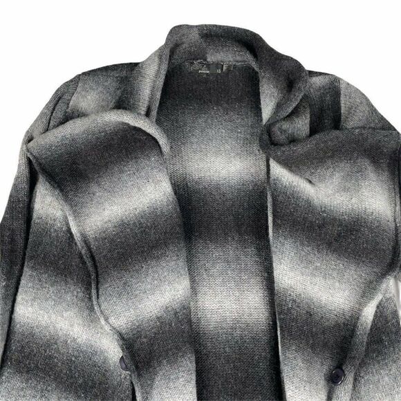 Prana Wool Blend Open Cardigan Black Gray Ombre XS - Picture 2 of 8